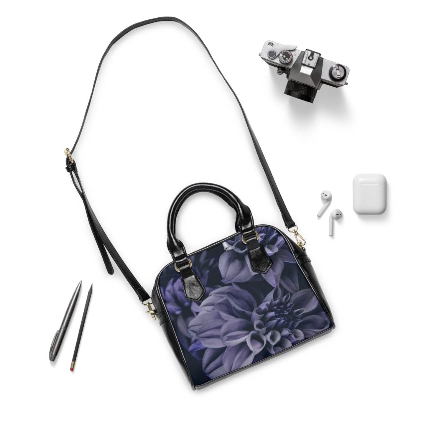 Blue Dahlia Shoulder Handbag
