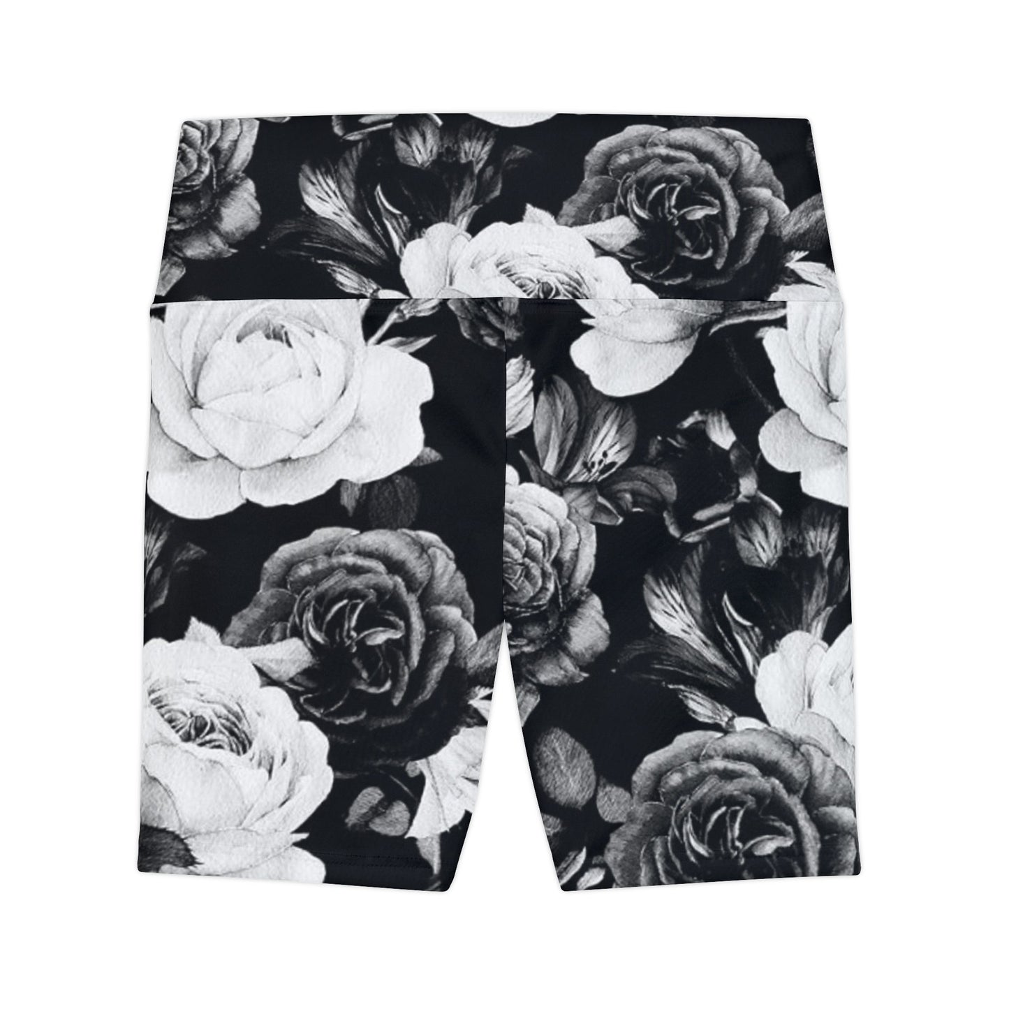 Black and White Floral Design Women's Workout Shorts
