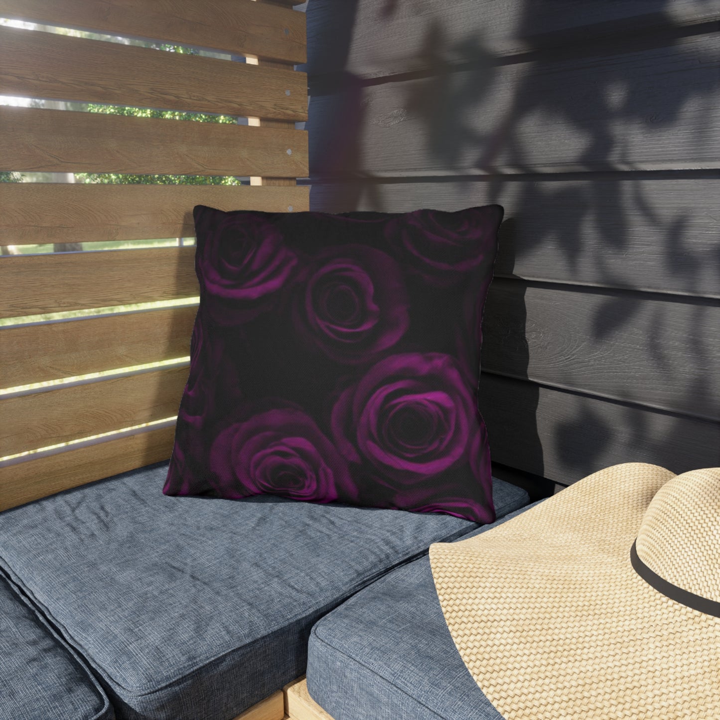 Dark Purple Roses Outdoor Pillow