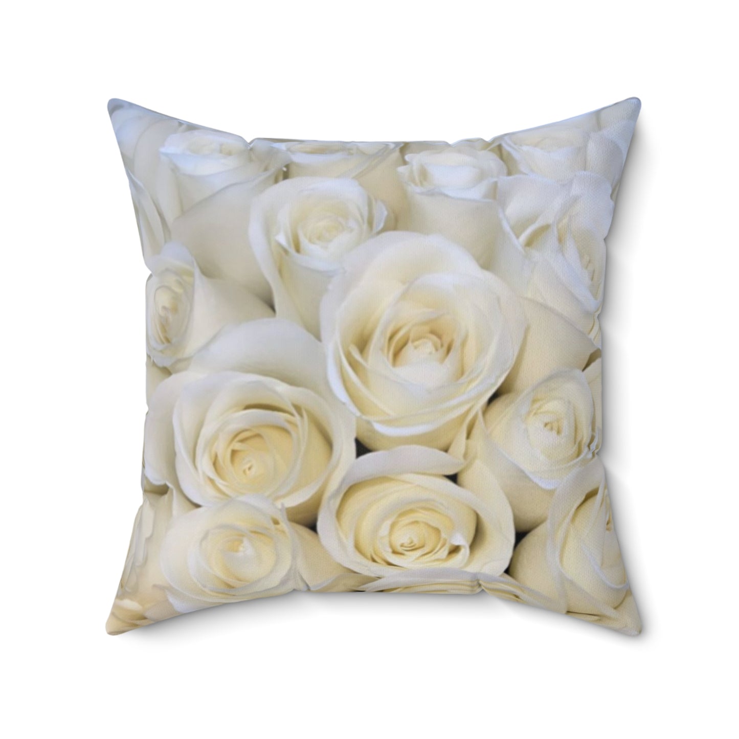 White Roses Floral Square Pillow