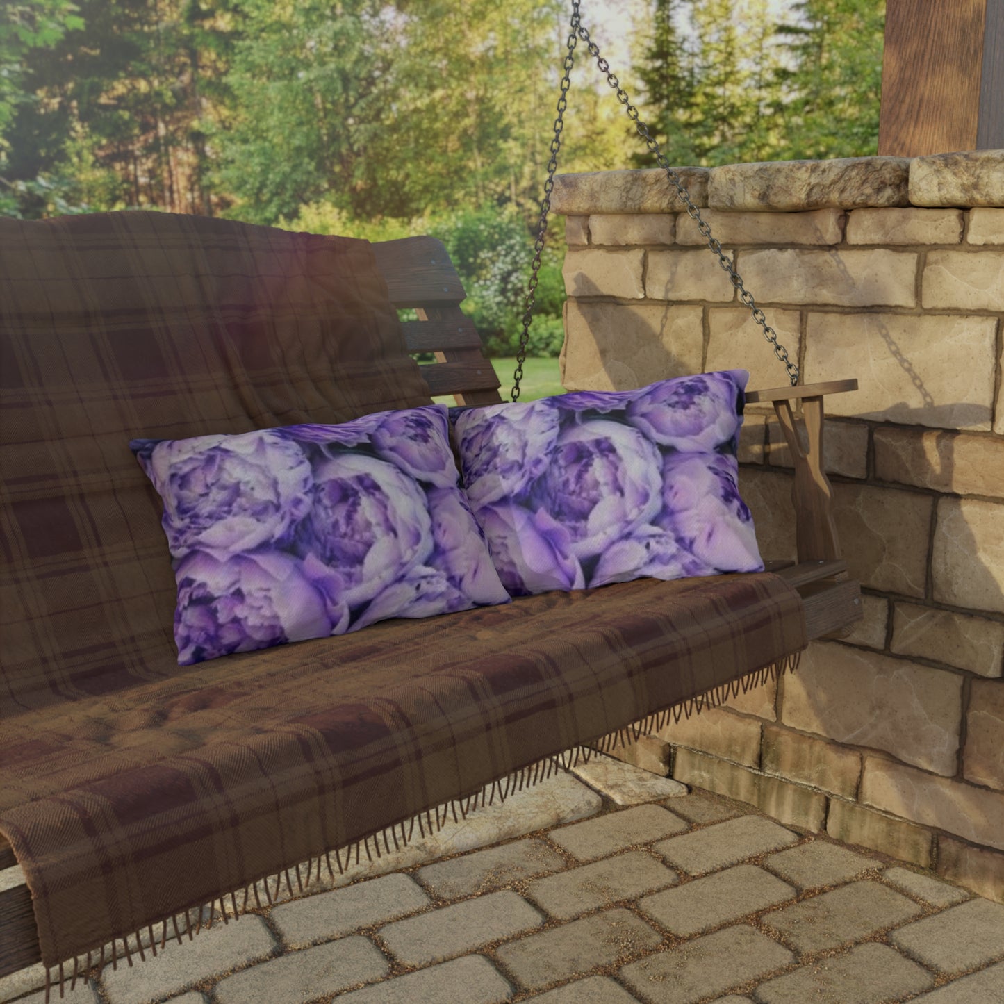 Purple Peony Outdoor Pillow