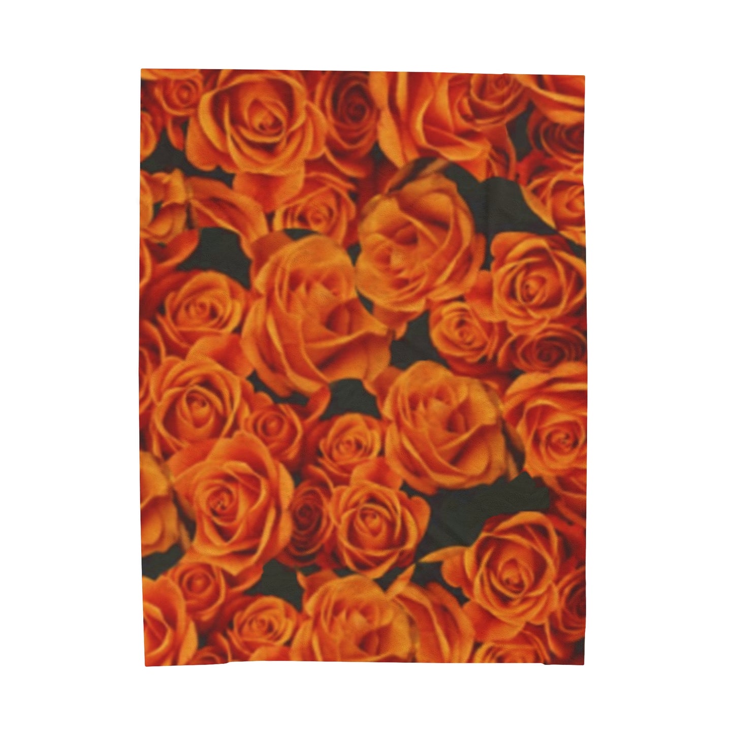 Orange Roses Floral Design Velveteen Plush Blanket
