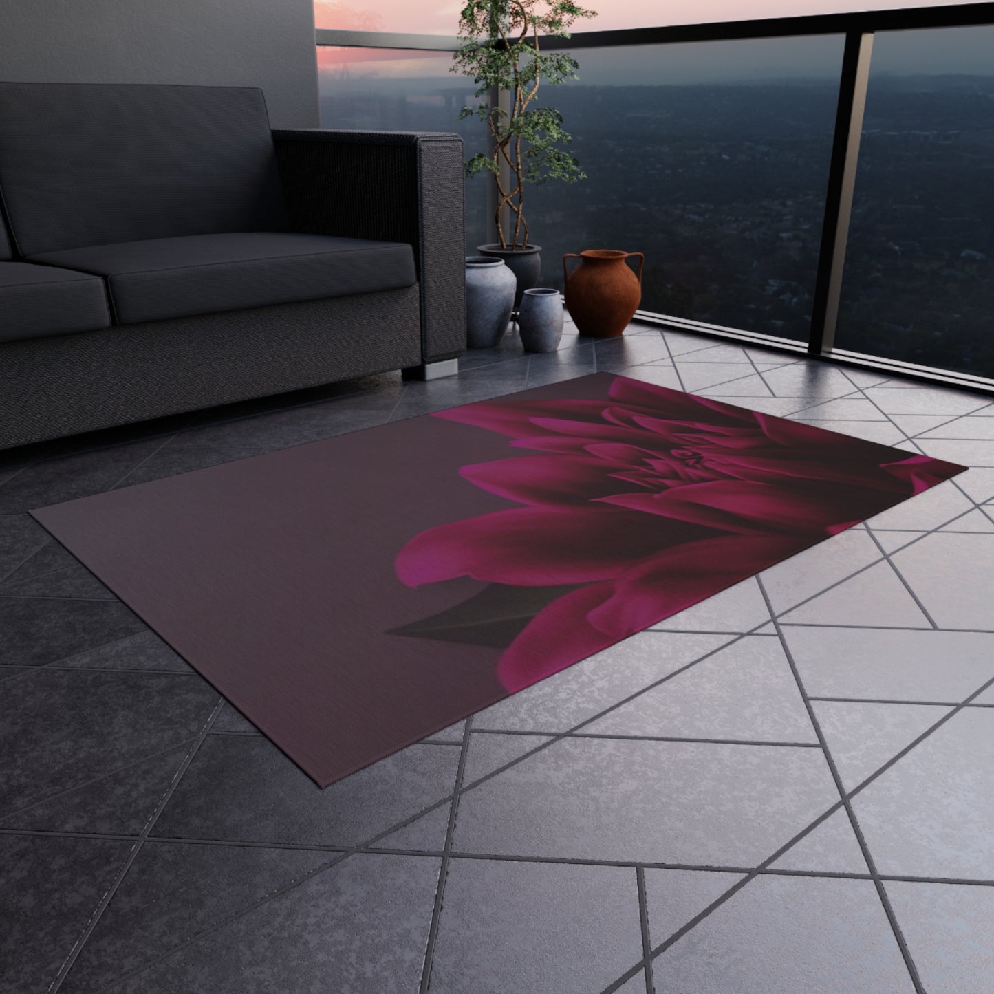 Magenta Dahlia Outdoor Rug