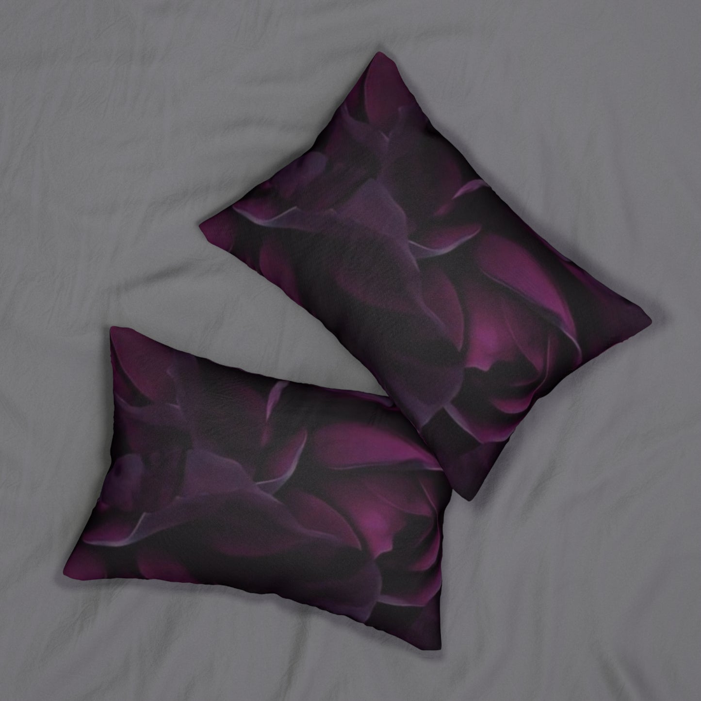 Dark Purple Floral Lumbar Pillow