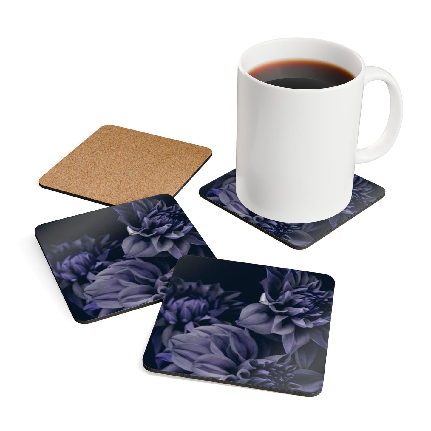 Blue Dahlia Coaster Set