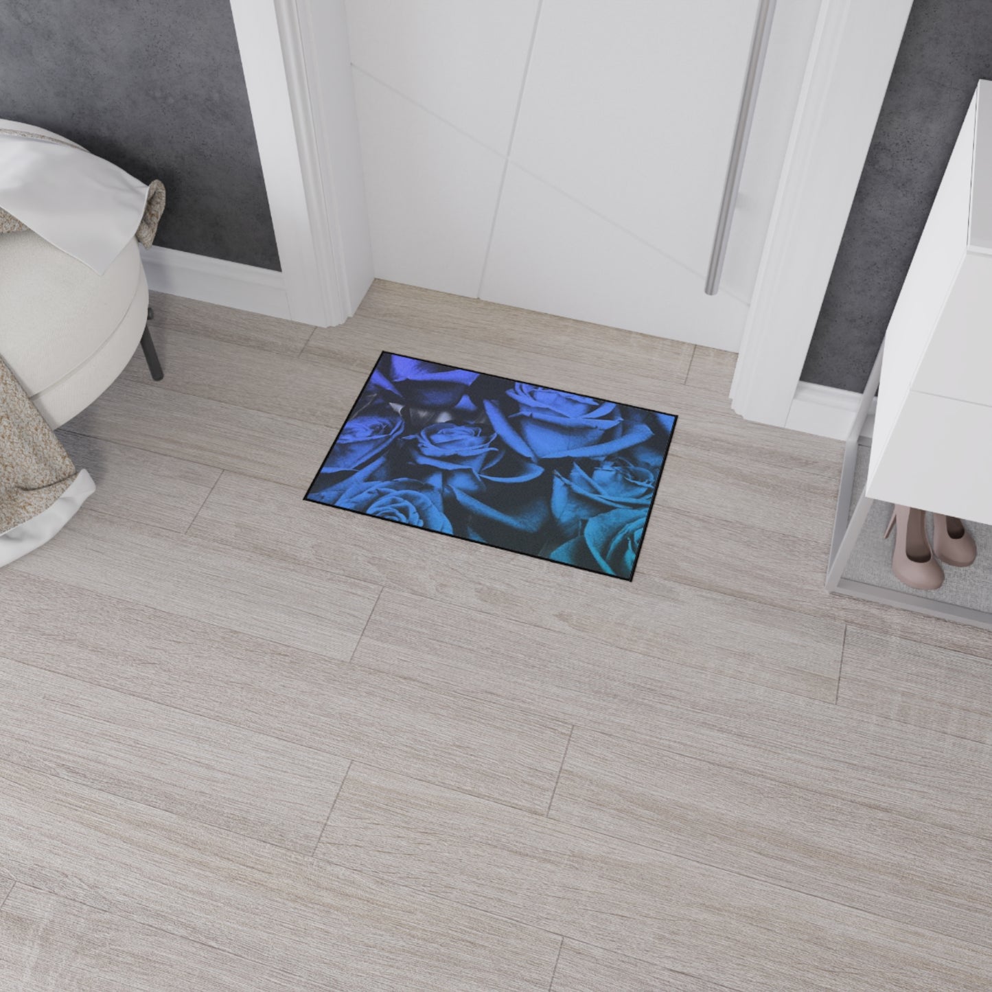 Blue Roses Heavy Duty Floor Mat