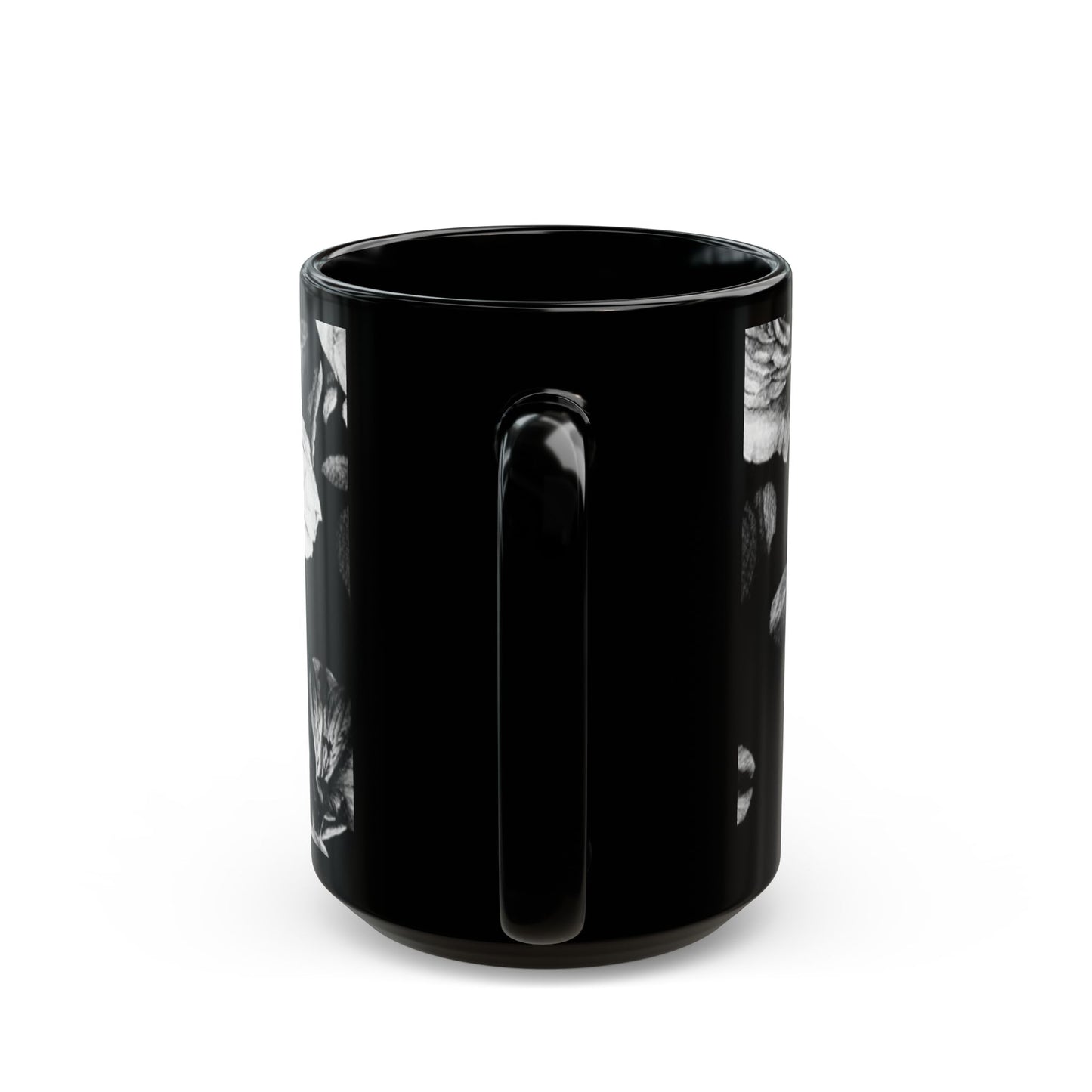 Black & White Floral Design Mug – Elegant Gift for Coffee Lovers