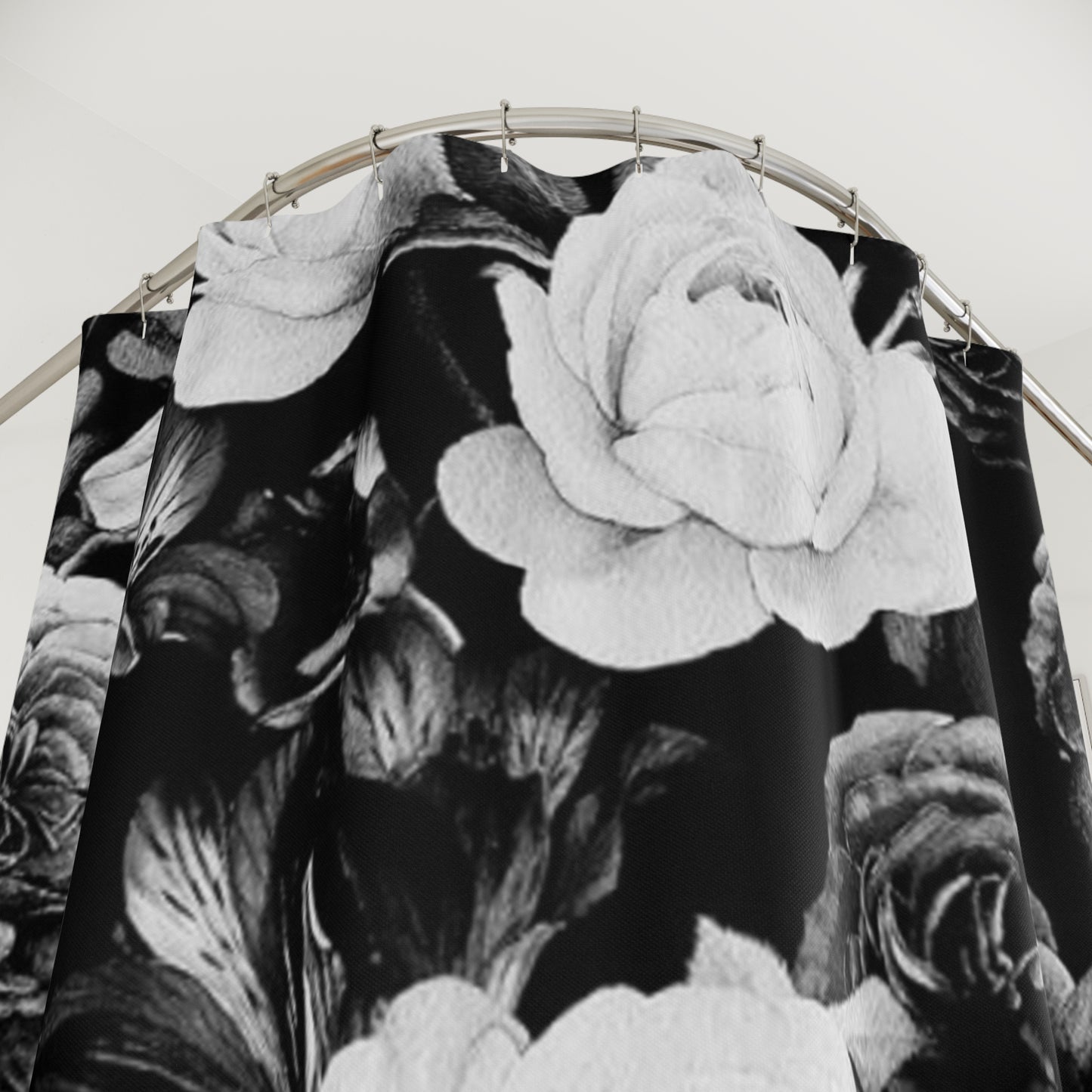 Black & White Floral Shower Curtain for Elegant Bathroom Decor