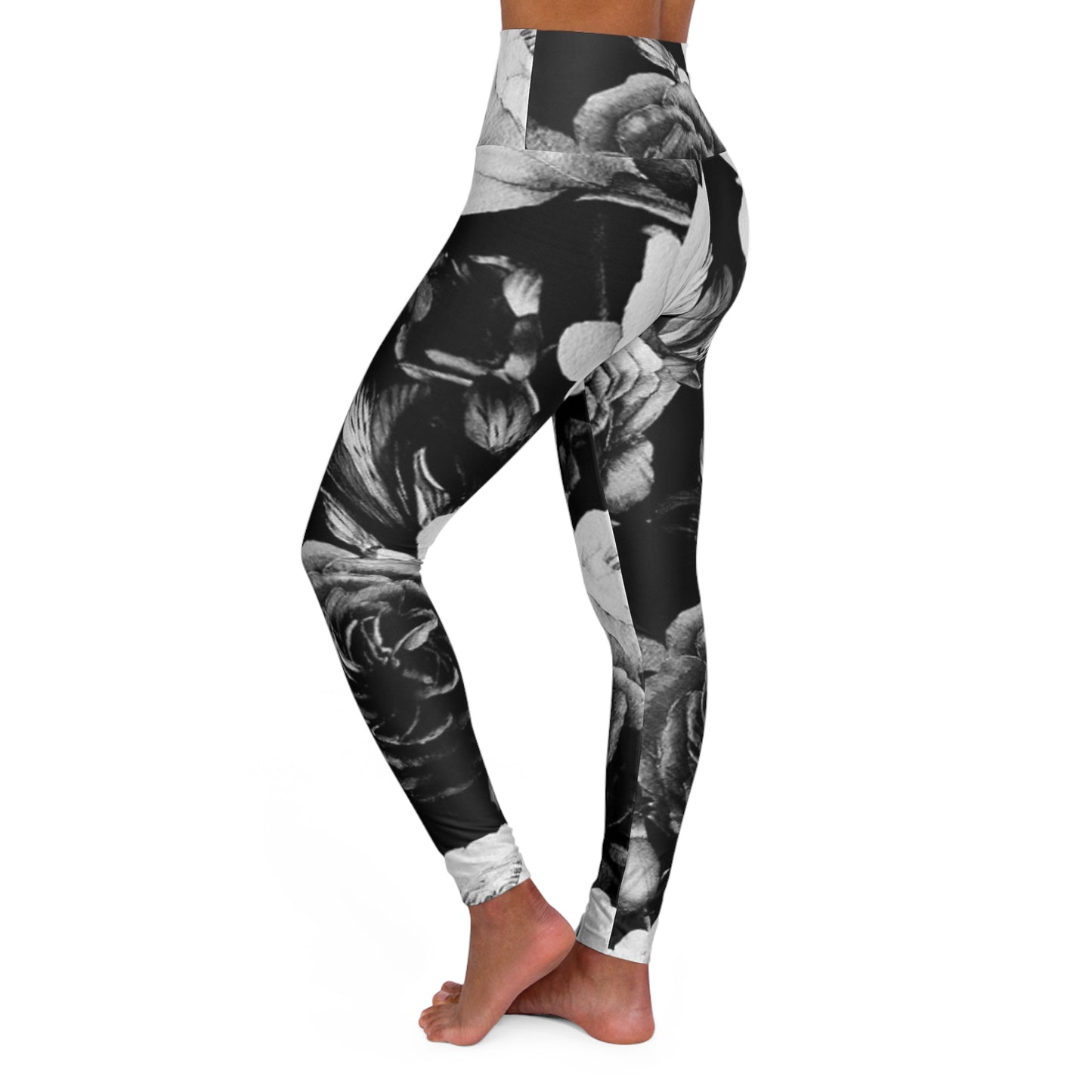 Black & White Floral Skinny Fit Legging for Gym