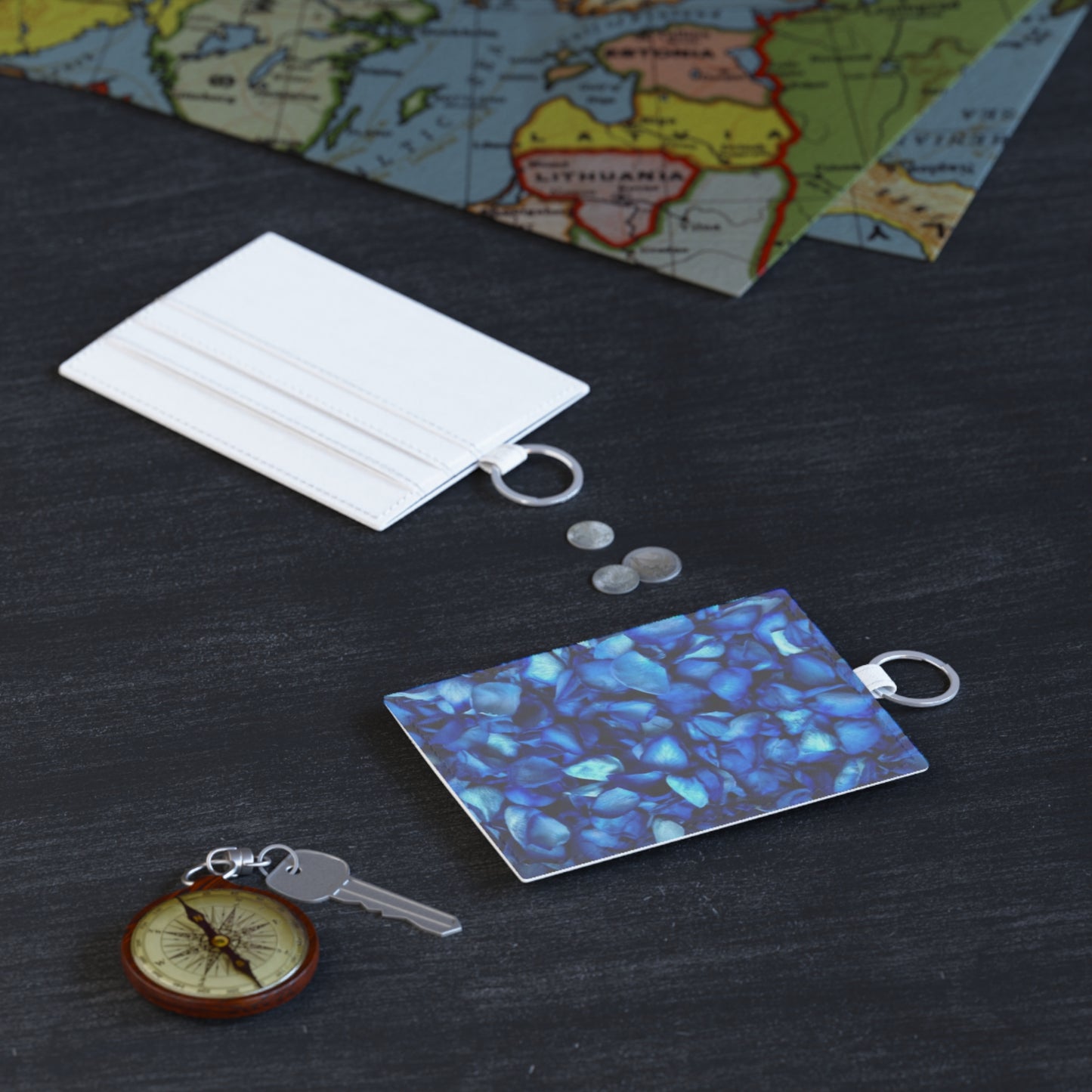 Blue Petal Floral Card Holder – Minimal & Floral