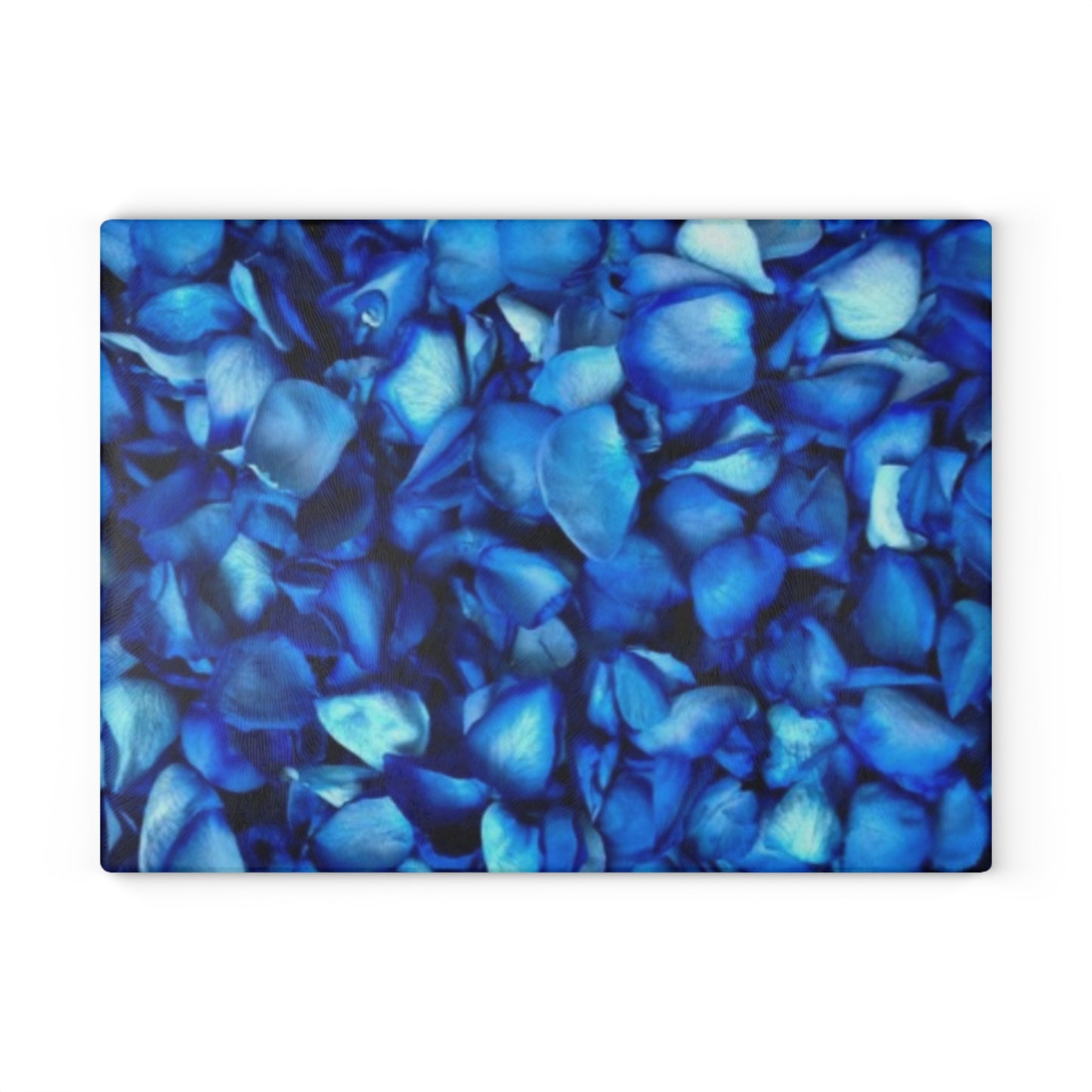 Blue Petals Floral Glass Cutting Board – Durable Kitchen Art
