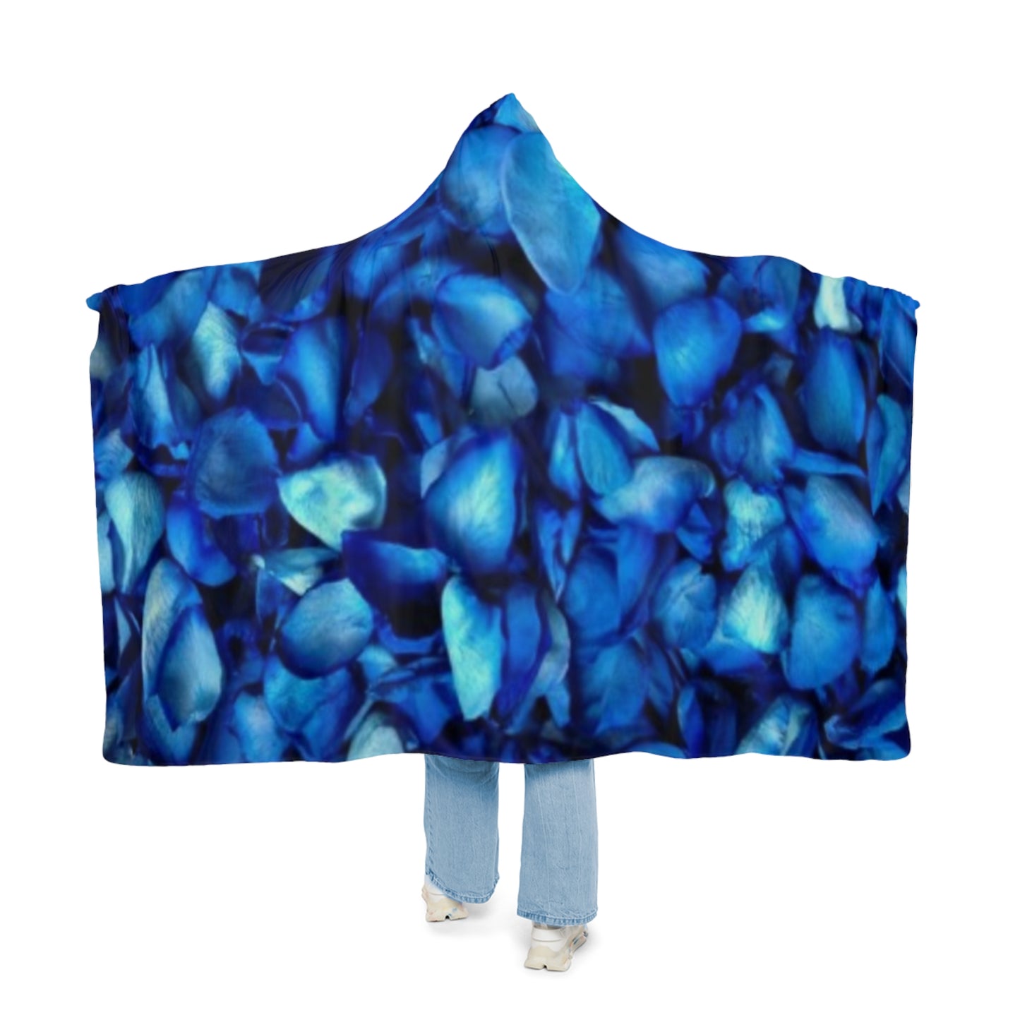 Blue Petals Floral Hooded Blanket – Chill-Ready Style