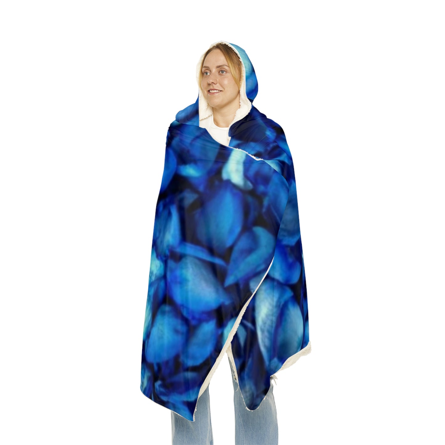 Blue Petals Floral Hooded Blanket – Chill-Ready Style