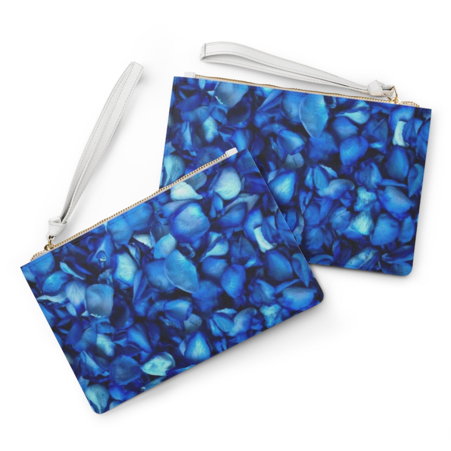 Blue Petals Floral Leather Clutch Bag for Women