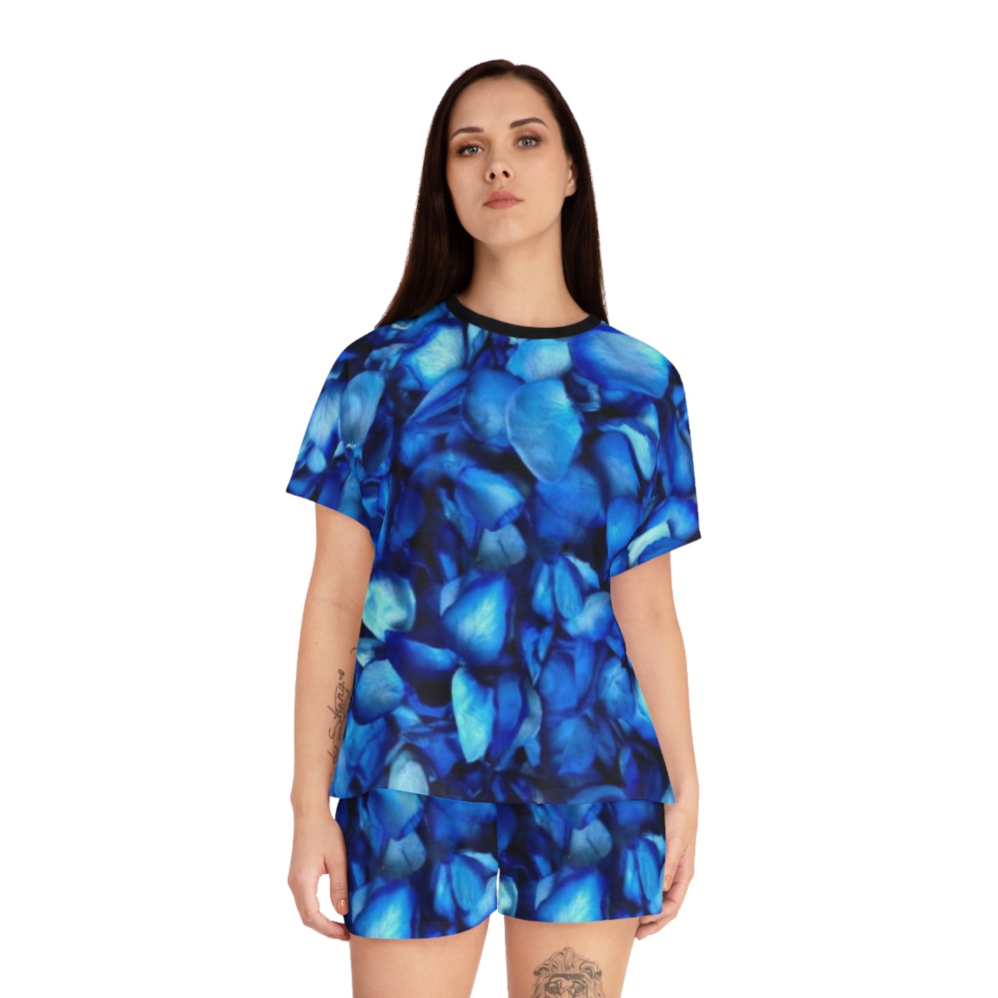 Blue Petals Floral Pajama Set for Women