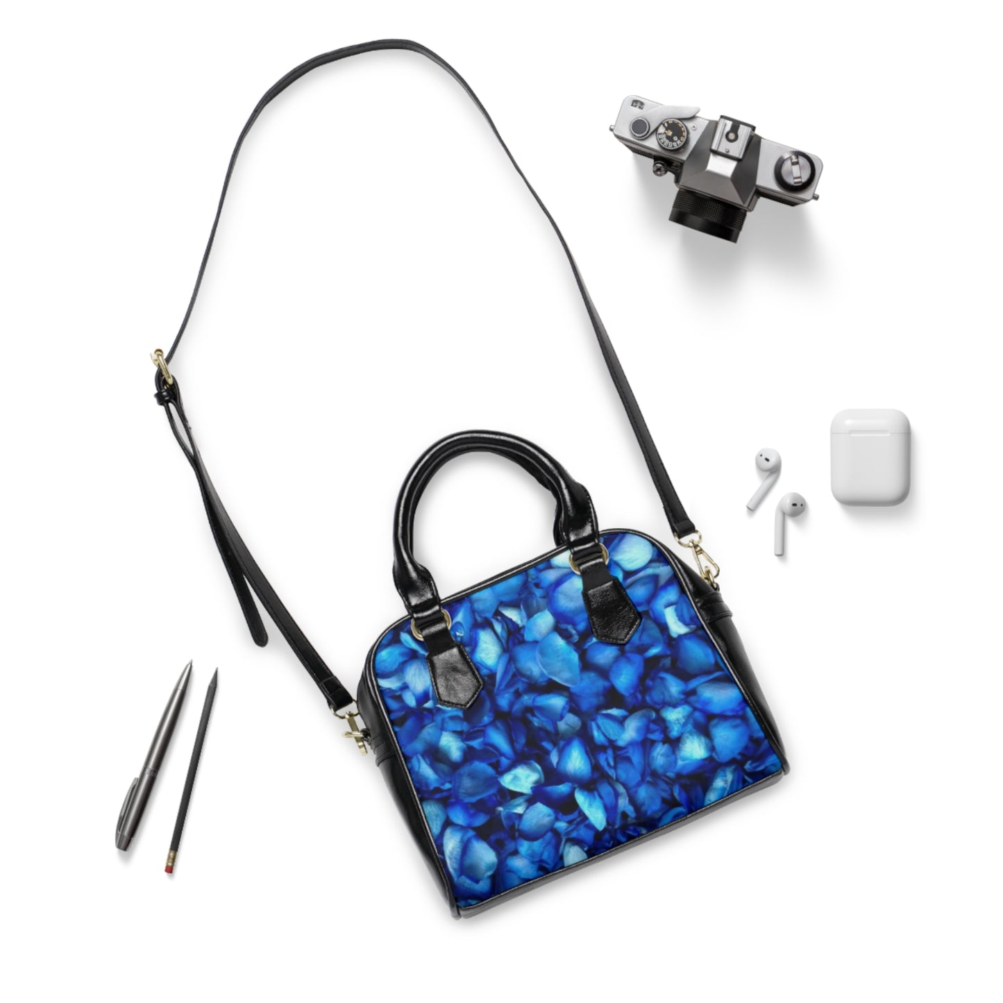 Blue Petals Floral Shoulder Handbag – Cool & Bold Look