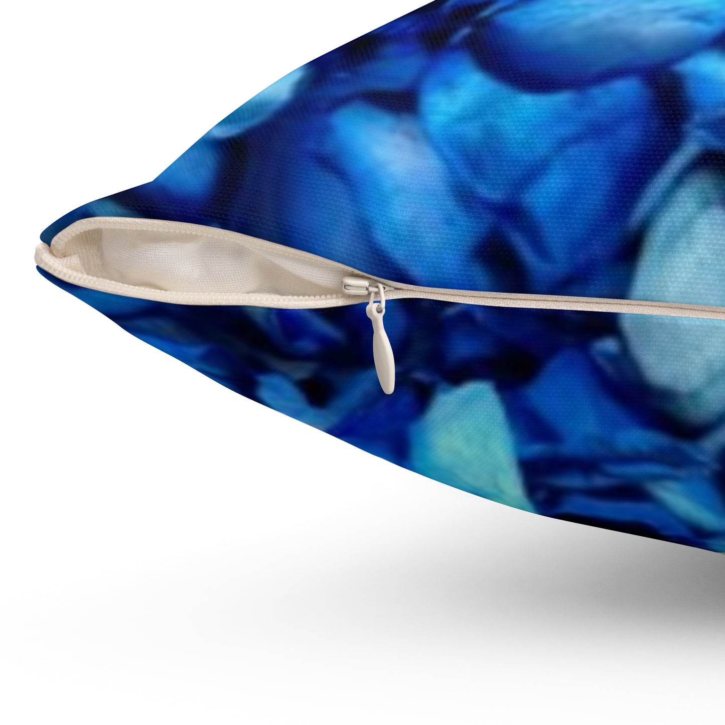 Blue Petals Floral Square Pillow – Cool Toned Decor