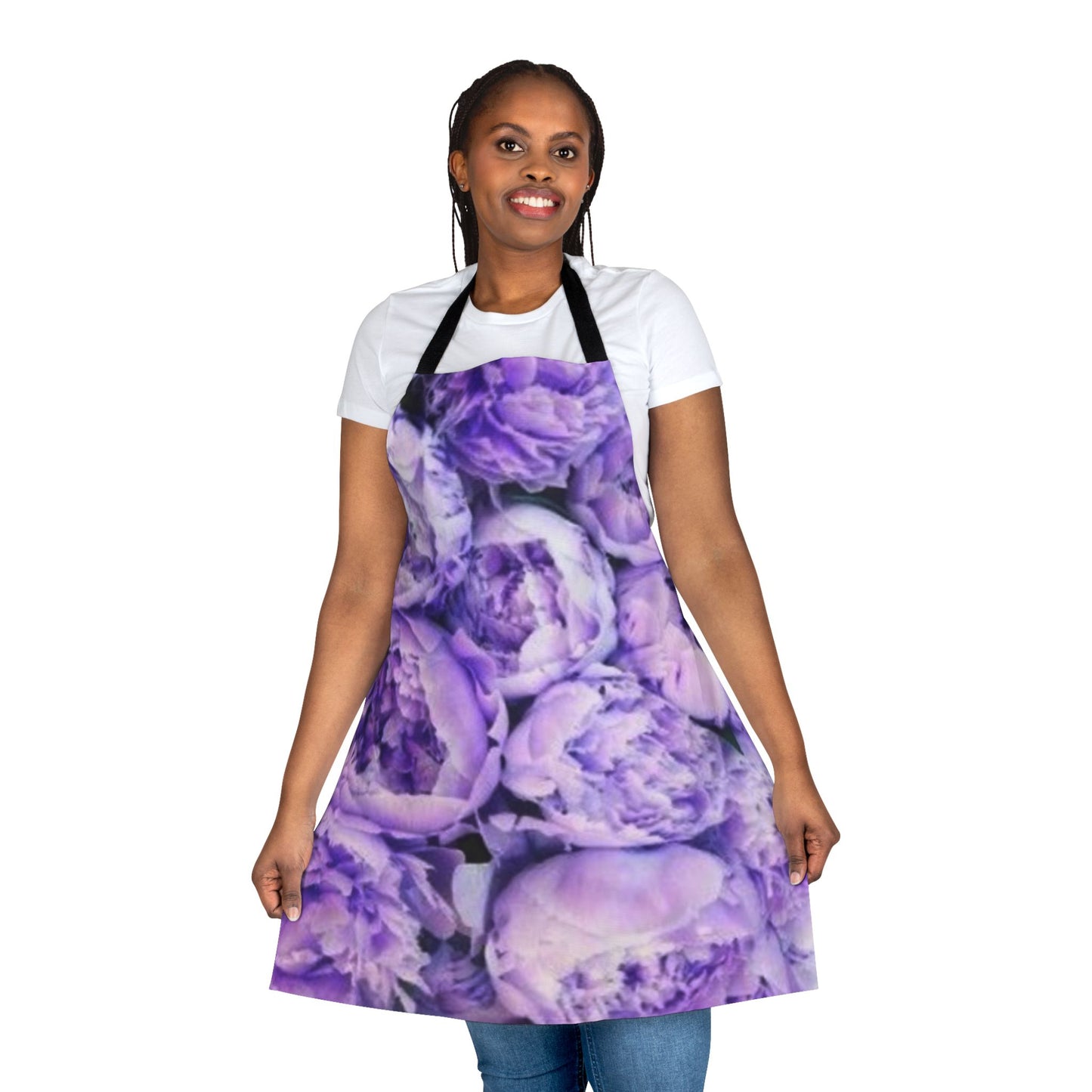 Cute Floral Apron – Purple Peony Design for Creative Cooks