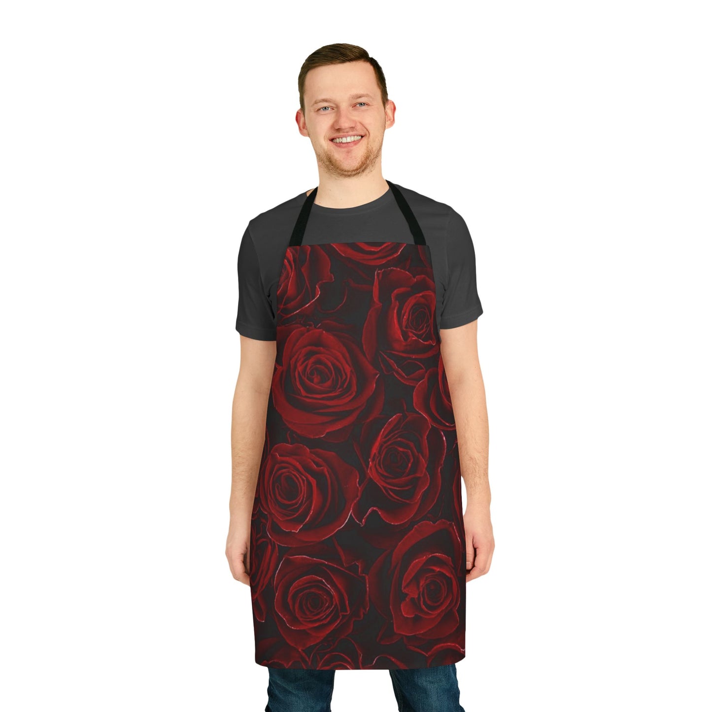 Cute Floral Apron – Red Roses Design for Passionate Home Chefs