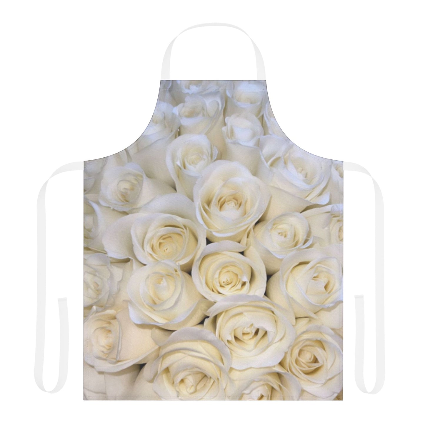 Cute Floral Apron – White Roses for Elegant Kitchen Style