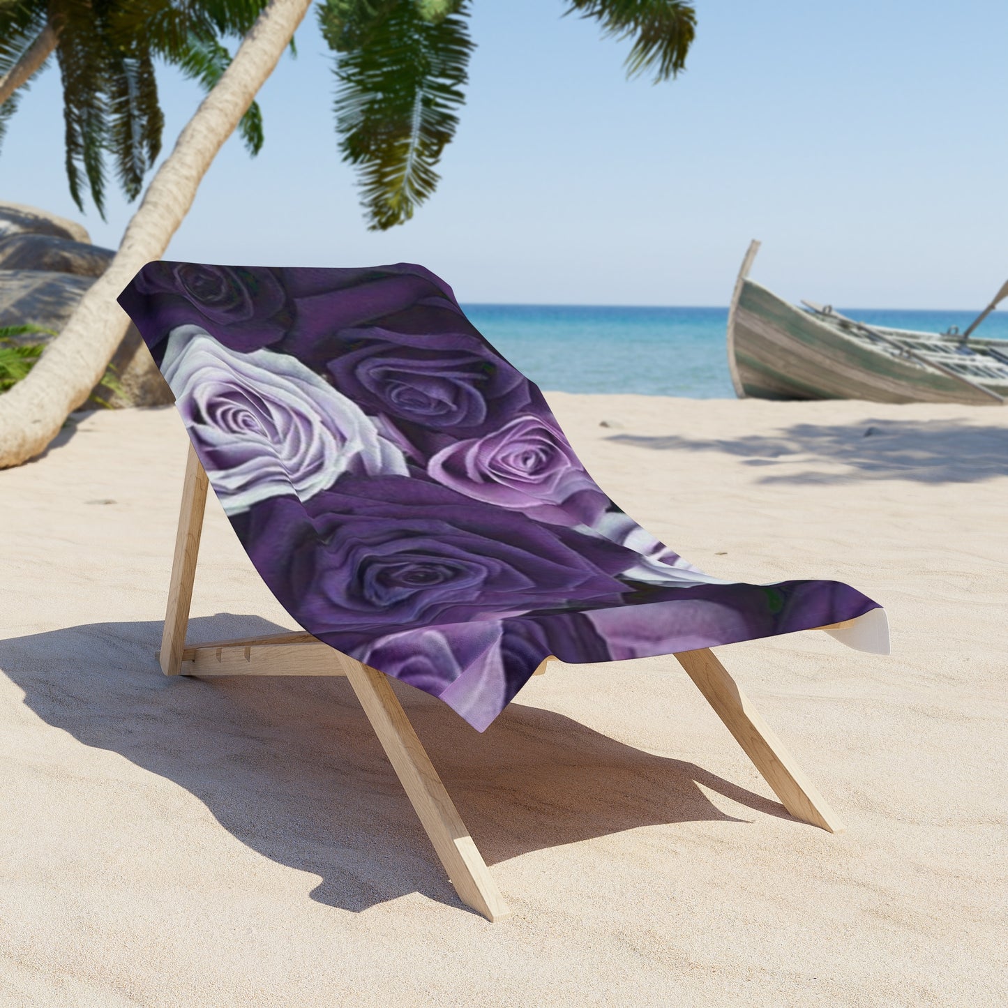 Floral Beach Soft Towel – Purple Roses