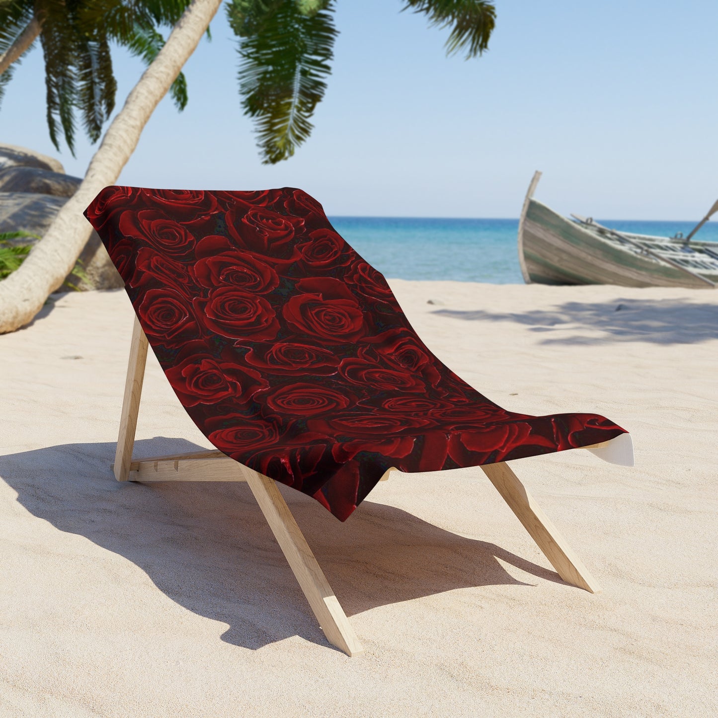 Floral Beach Soft Towel – Red Roses
