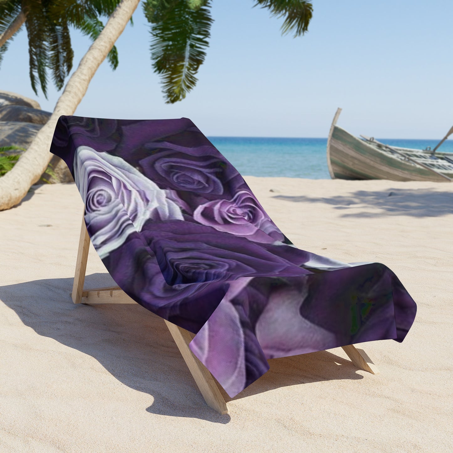 Floral Beach Soft Towel – Purple Roses