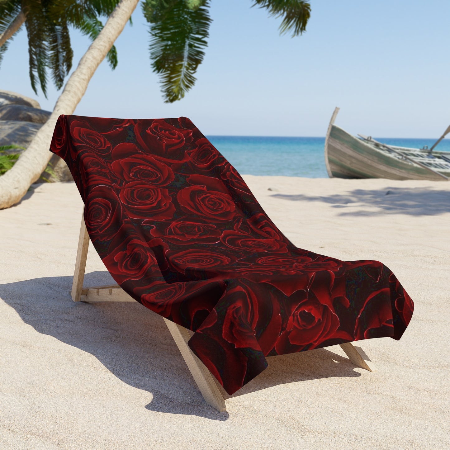 Floral Beach Soft Towel – Red Roses