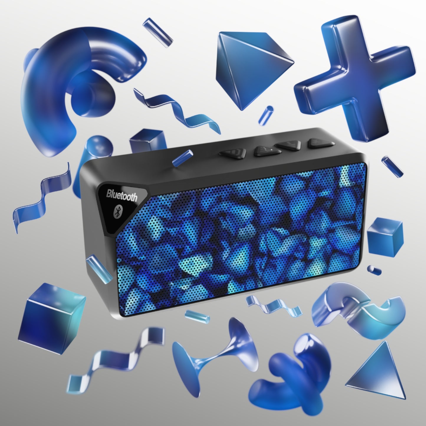 Portable Floral Bluetooth Speaker – Blue Petal Design