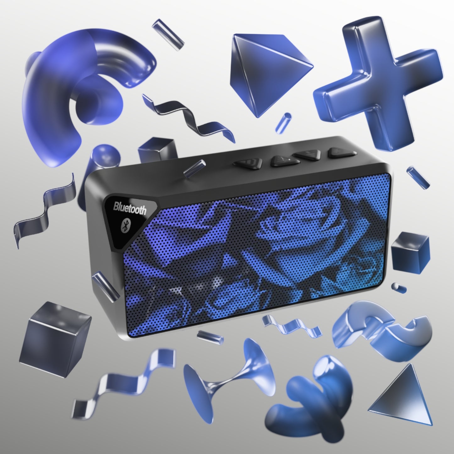 Portable Floral Bluetooth Speaker – Blue Roses Design