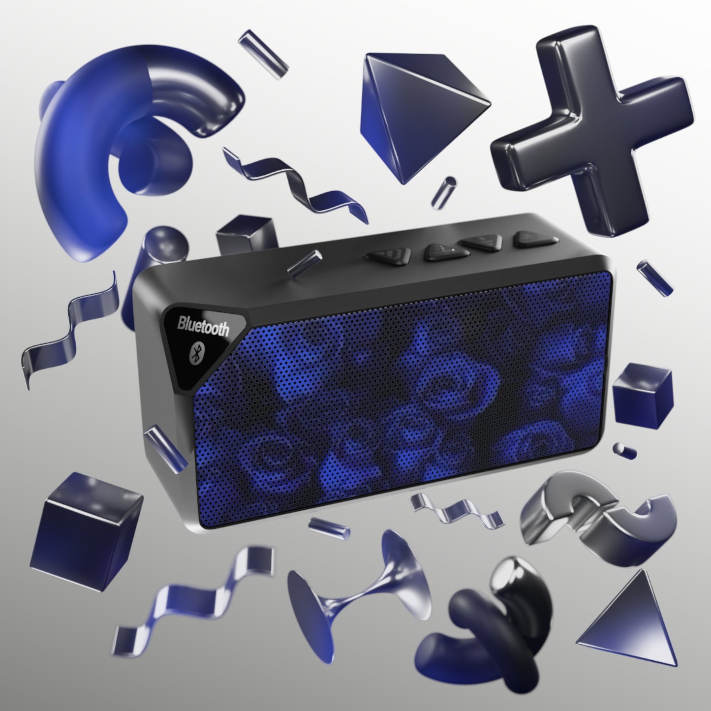 Portable Floral Bluetooth Speaker – Dark Blue Roses Design