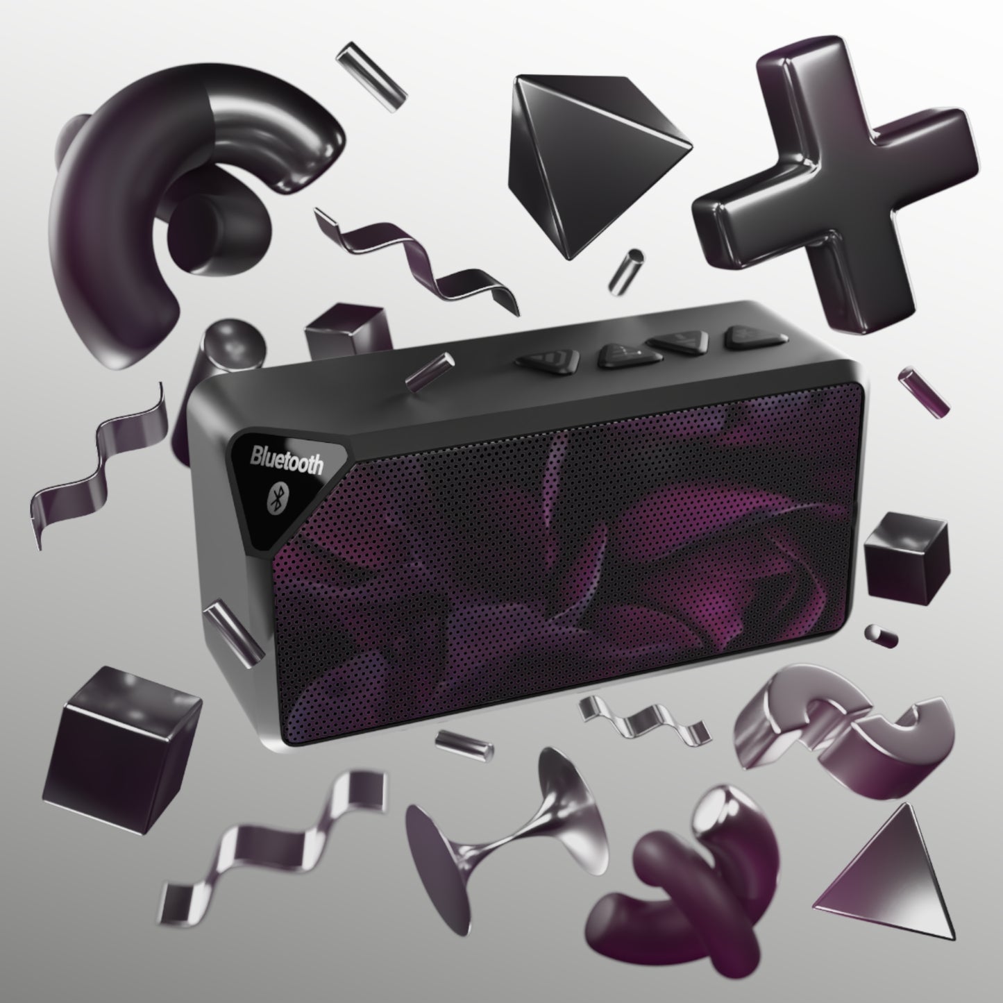 Portable Floral Bluetooth Speaker – Dark Purple Floral Design