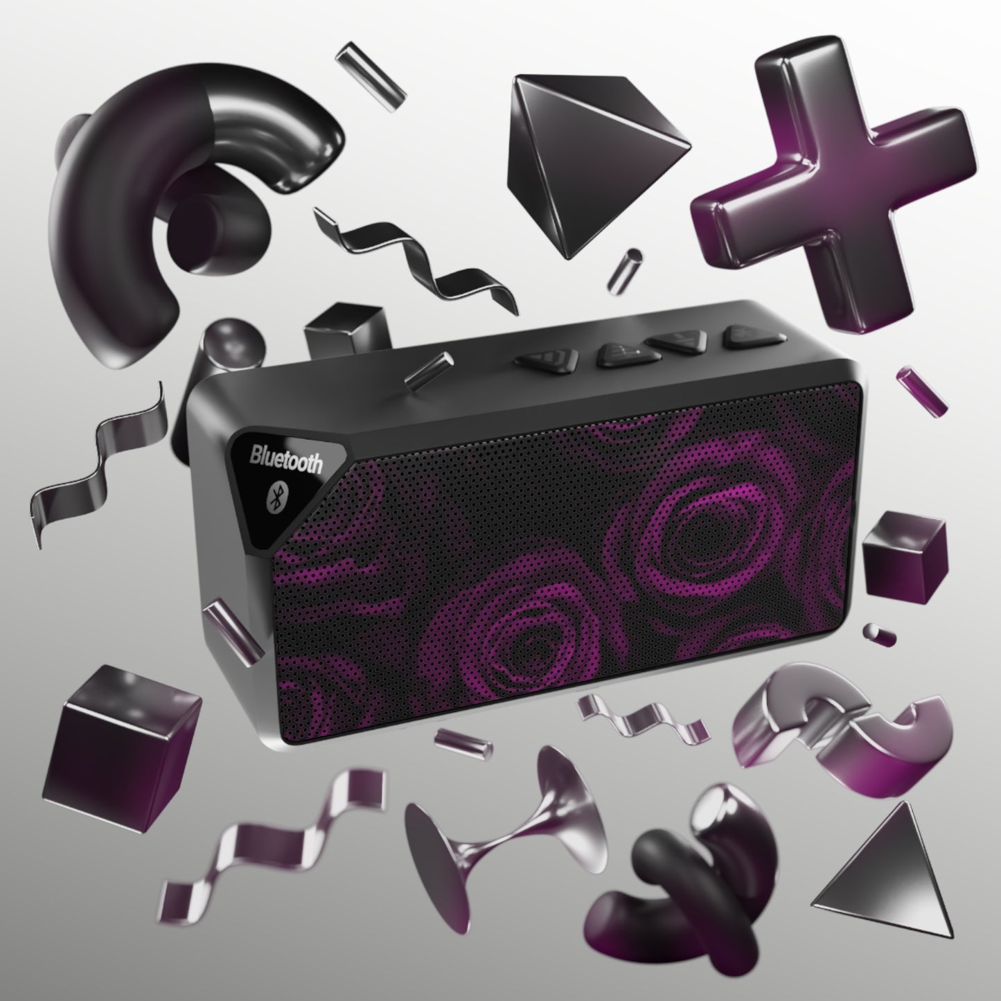 Portable Floral Bluetooth Speaker – Dark Purple Roses Design