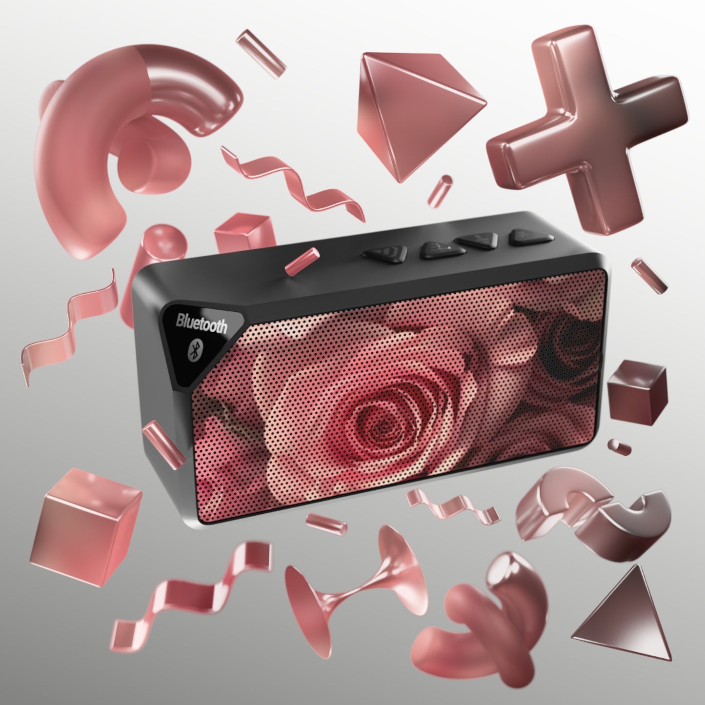 Portable Floral Bluetooth Speaker – Pink Roses Design