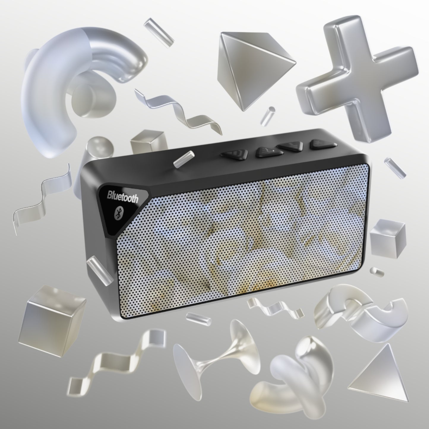 Portable Floral Bluetooth Speaker – White Roses Design