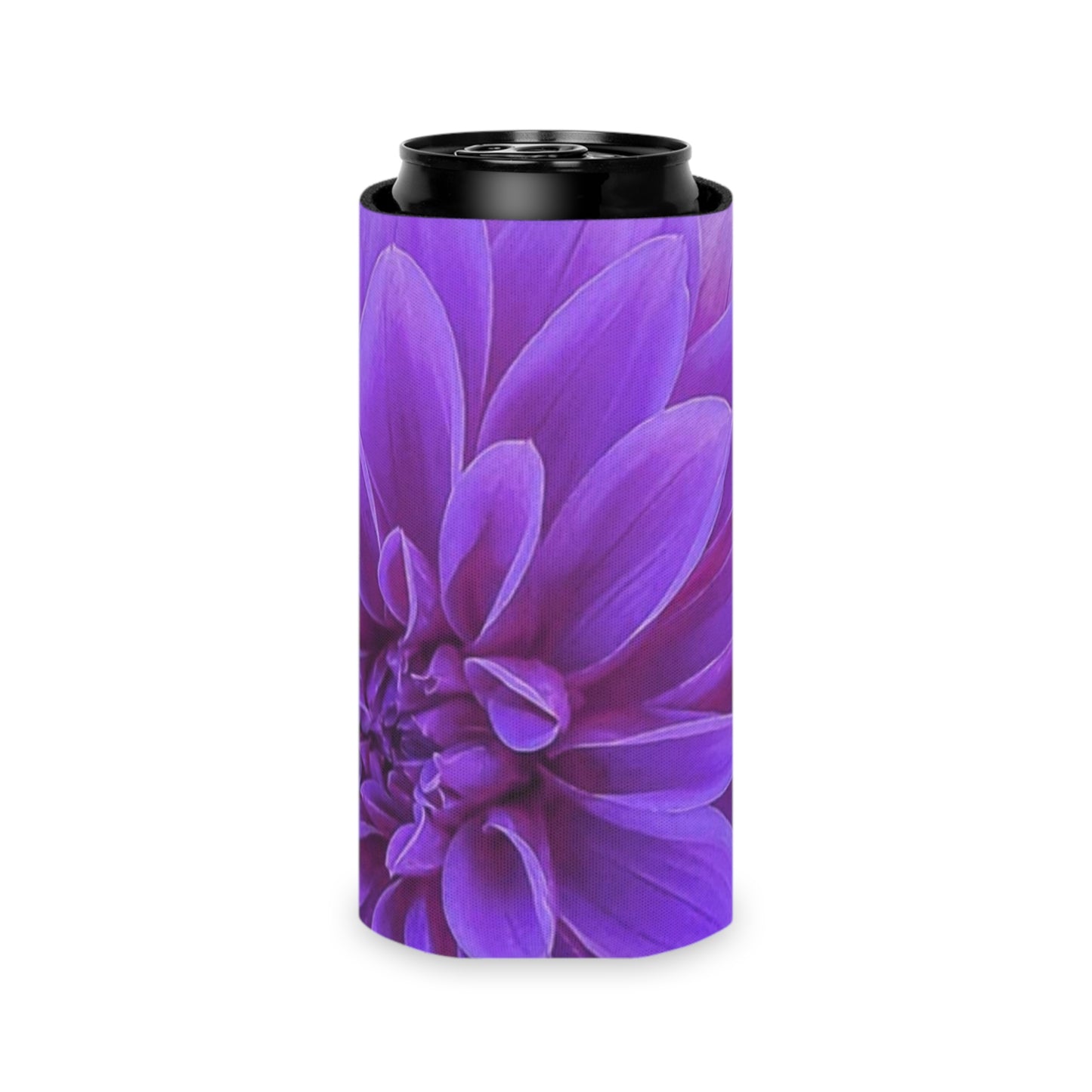 Floral Can Cooler - Purple Dahlia Design