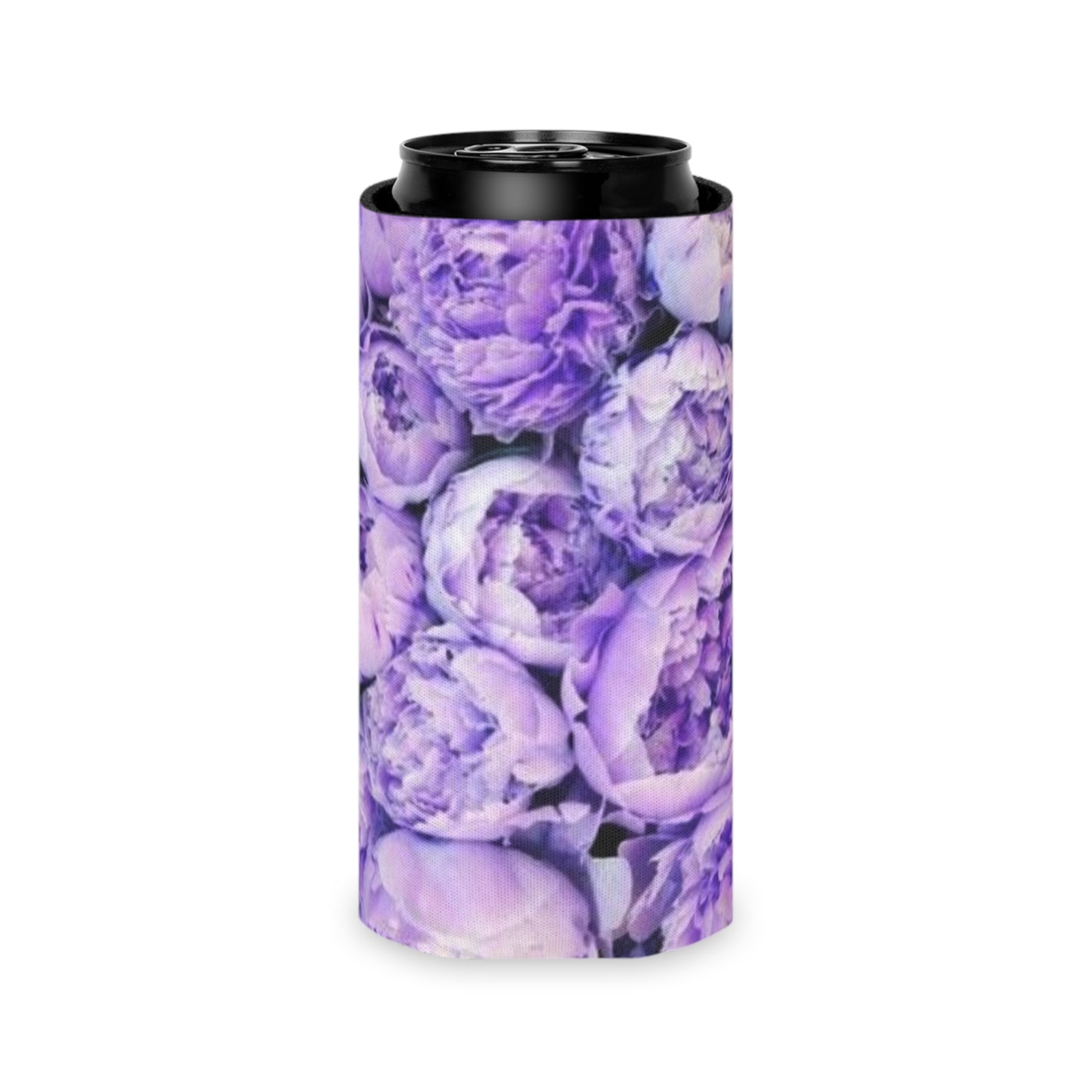 Floral Can Cooler - Purple Peony Design
