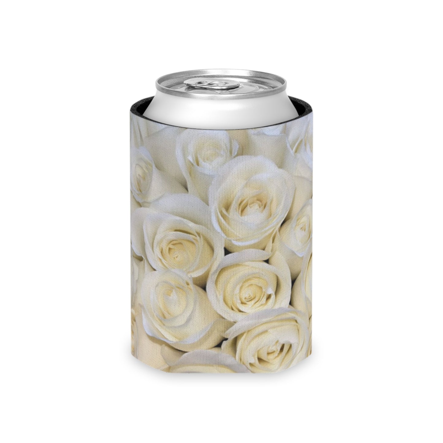Floral Can Cooler - White Roses Design