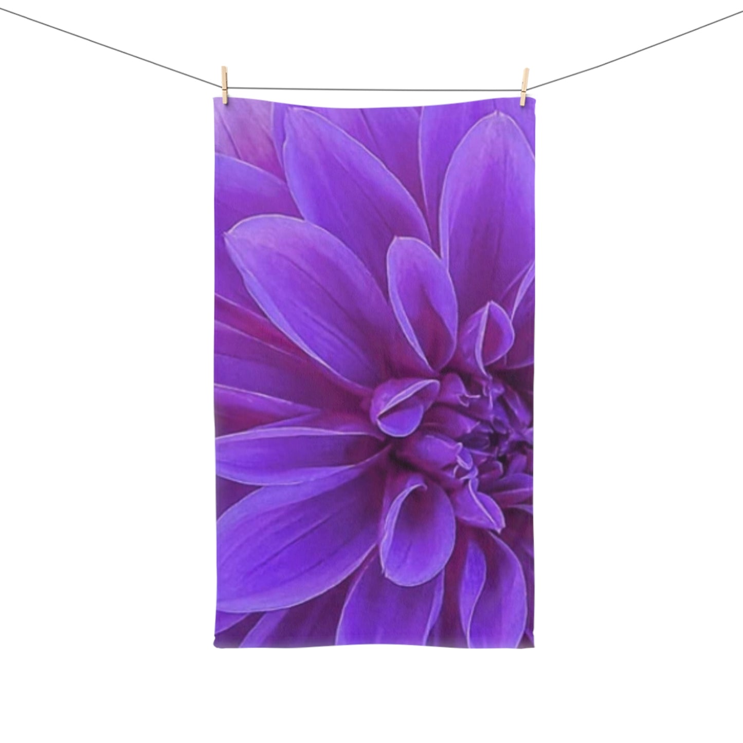 Floral Hand Towel – Purple Dahlia Art