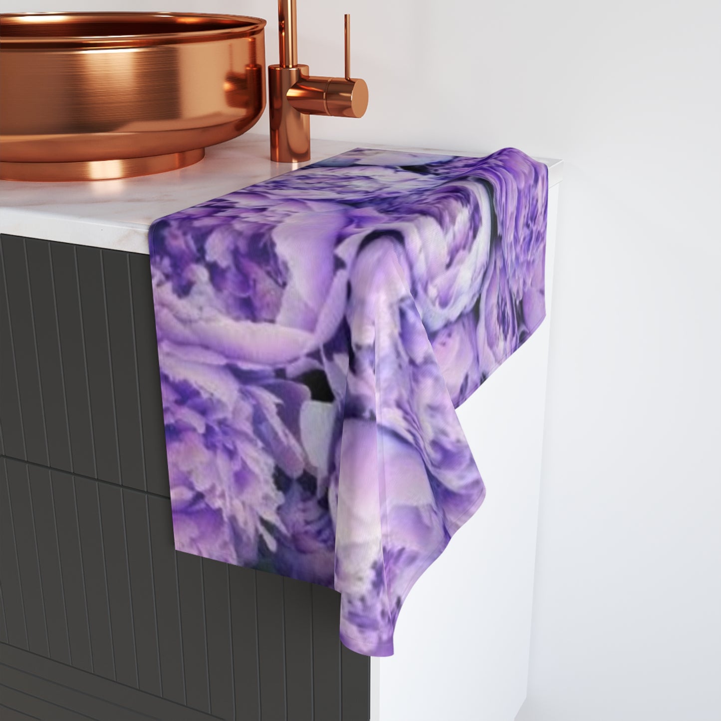 Floral Hand Towel – Purple Peony Accent