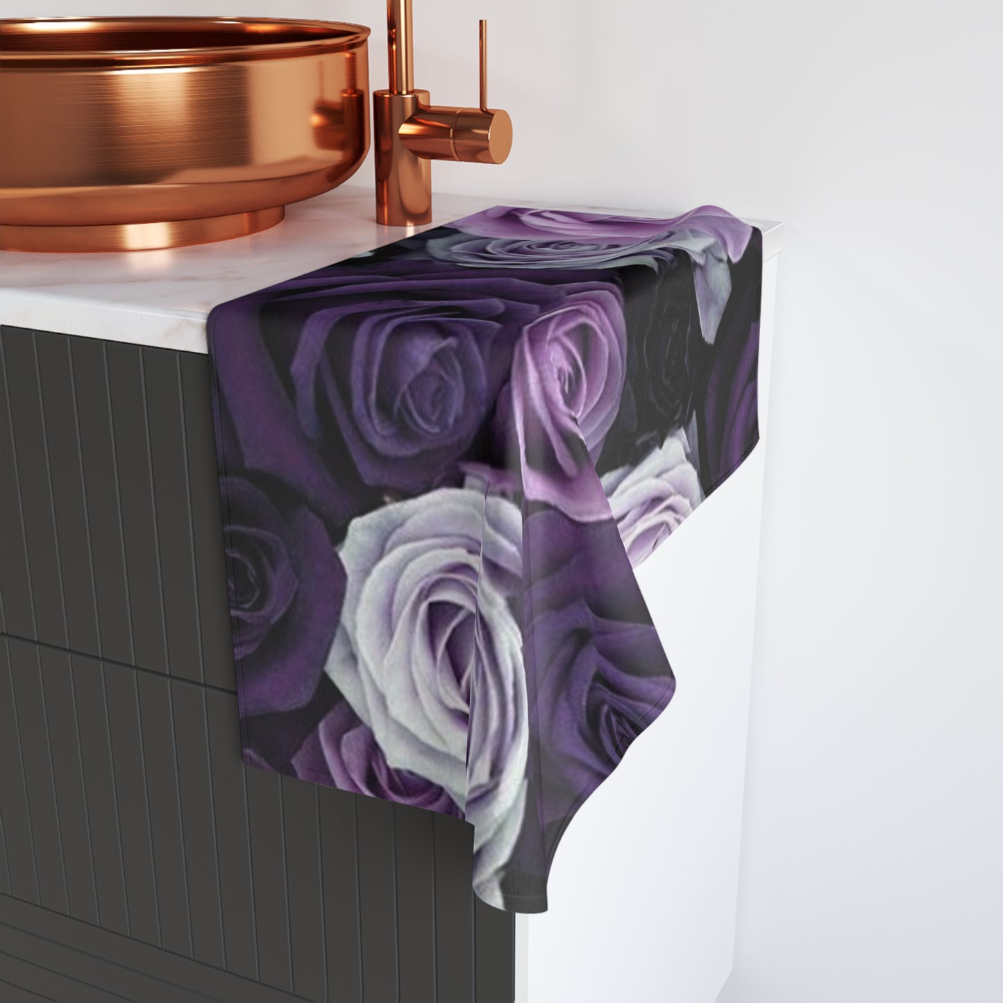 Floral Hand Towel – Purple Roses Style