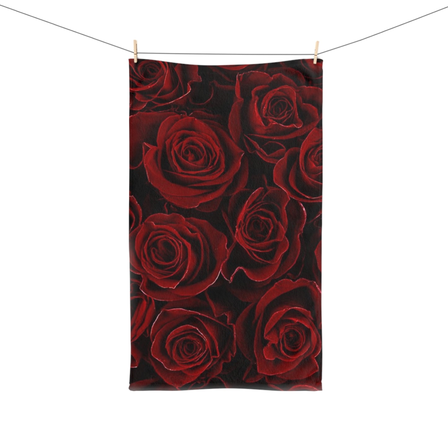 Floral Hand Towel – Red Roses Print
