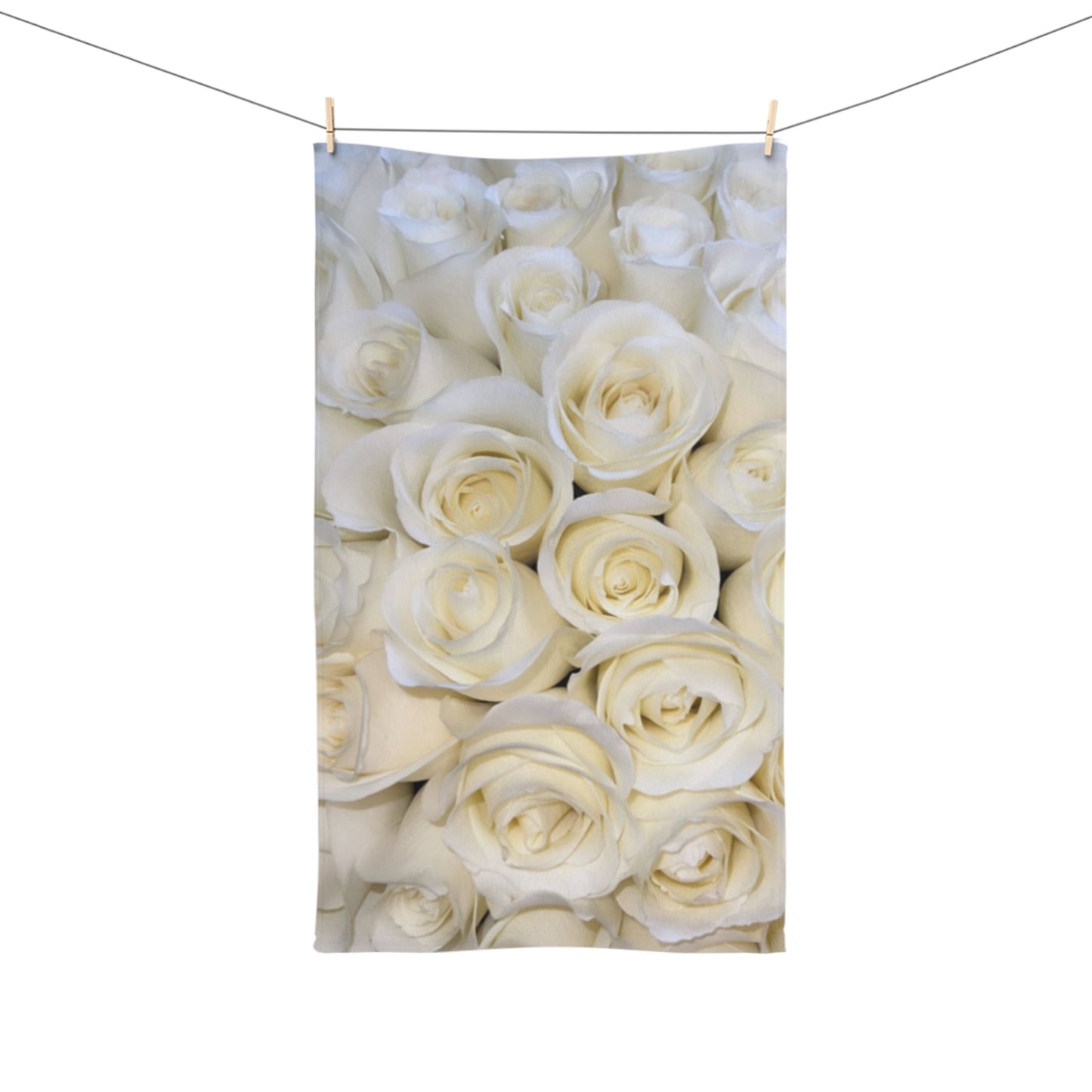 Floral Hand Towel – White Roses Print