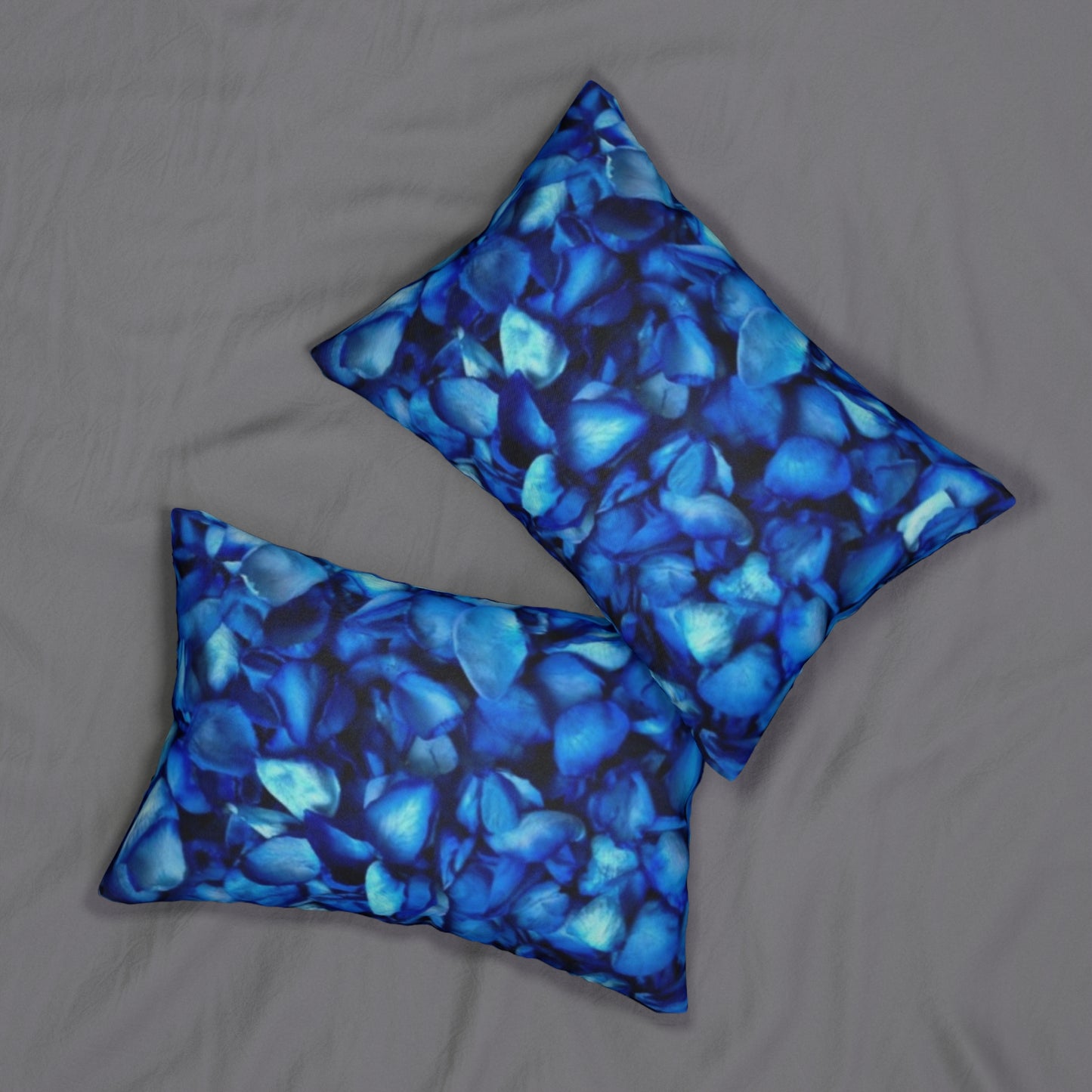 Floral Lumbar Pillow – Blue Petals Accent