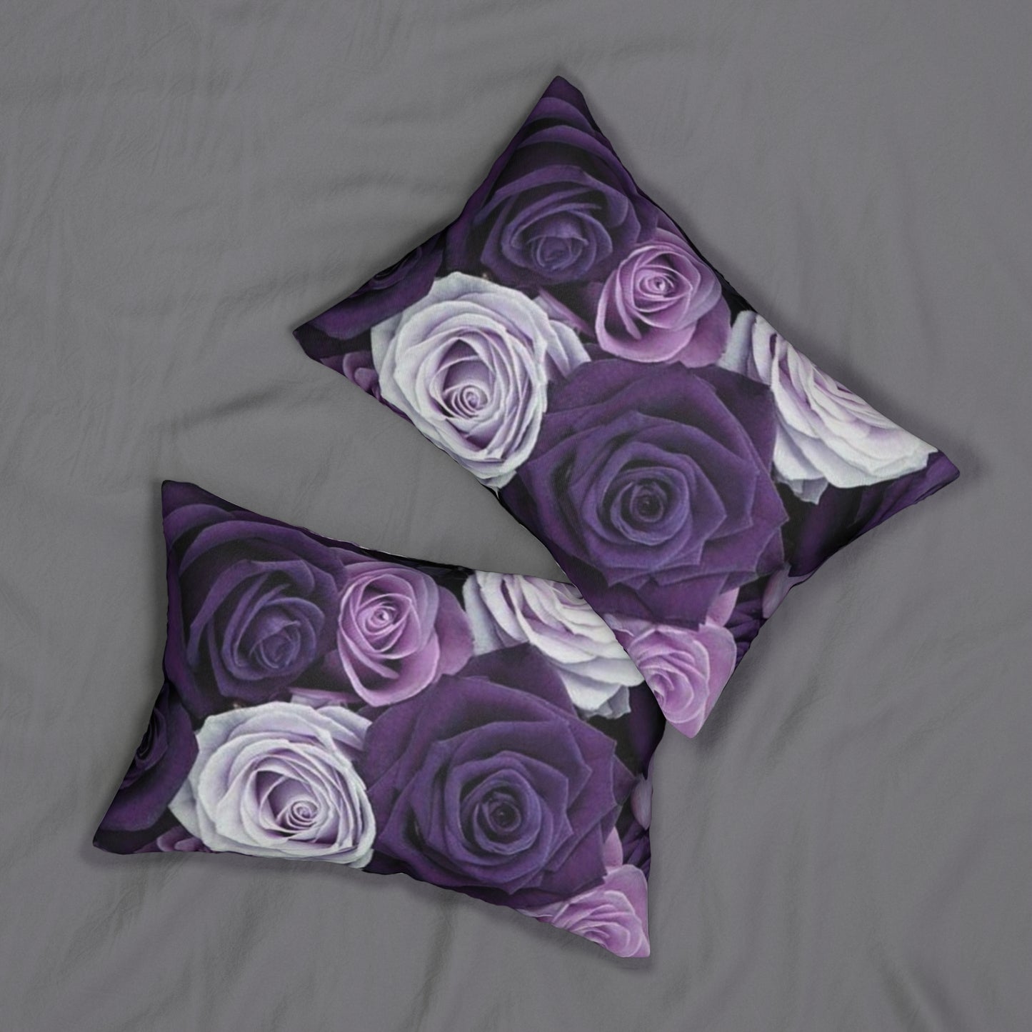 Floral Lumbar Pillow – Purple Roses Print