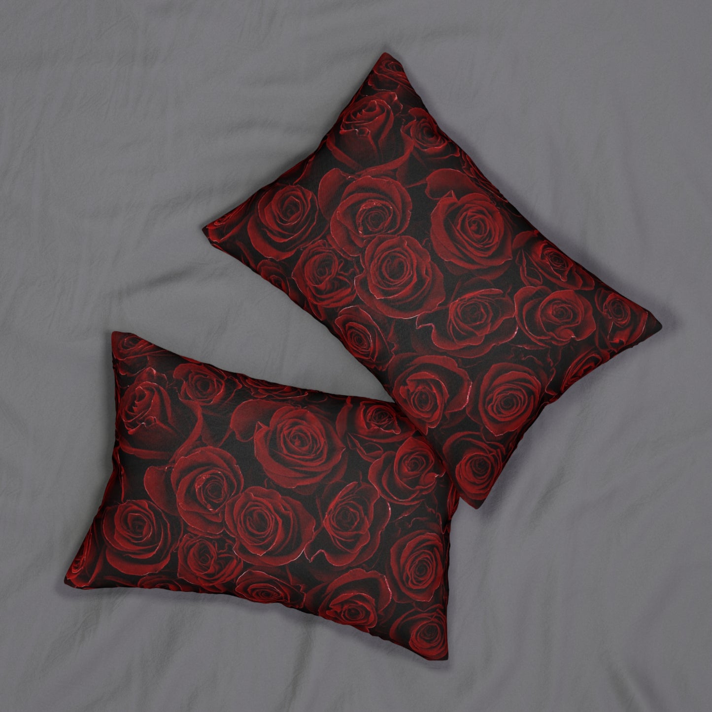 Floral Lumbar Pillow – Red Roses Romantic Touch