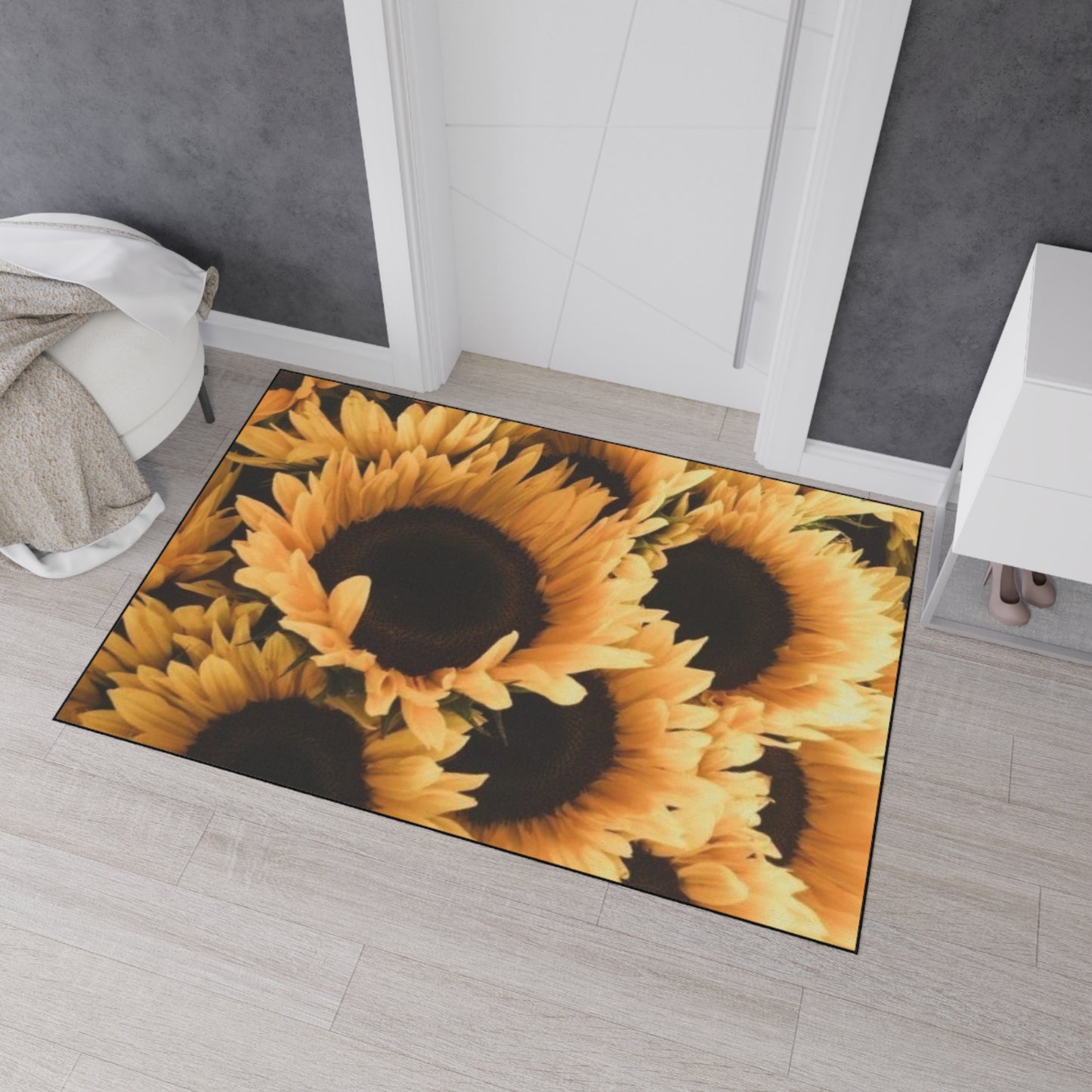 Heavy Duty Floral Floor Mat Sunflower Design | Durable & Non-Slip