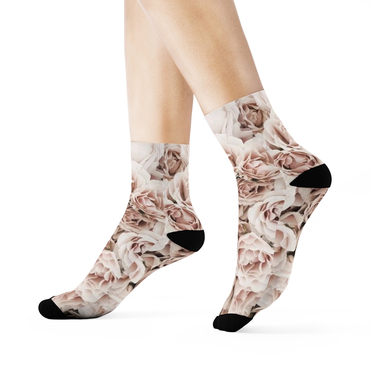 Light Pink Floral Crew Socks – Soft & Feminine