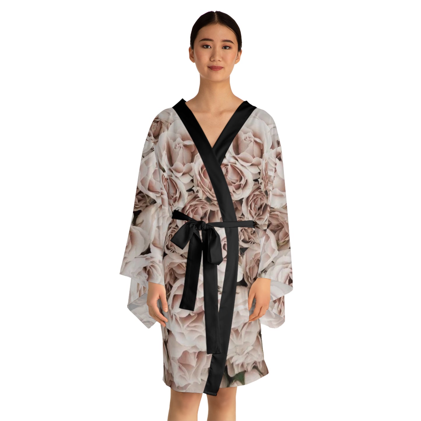 Light Pink Floral Japanese Style Kimono Robe