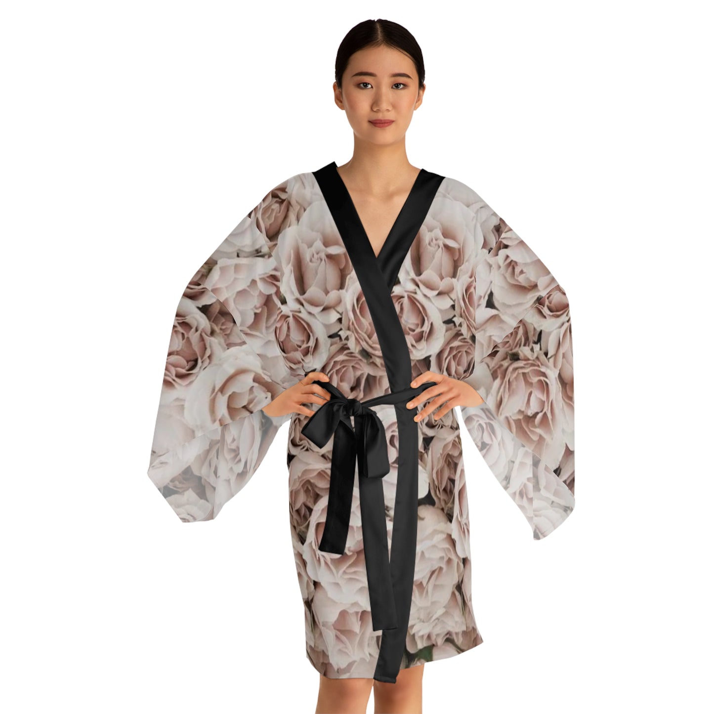 Light Pink Floral Japanese Style Kimono Robe